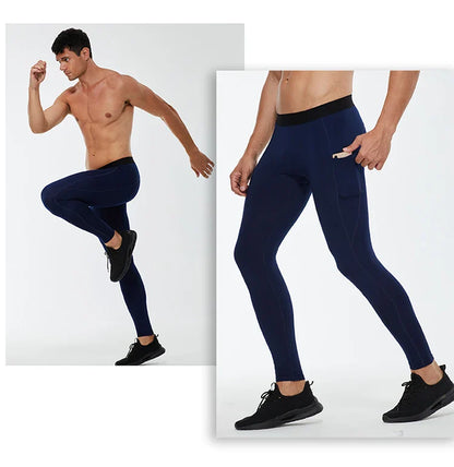 Men's Autumn and Winter Warm Running Tight Leggings Sports Gym Fitness Jogging Pants Fast Dry Running Compression leggings
