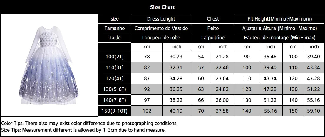 Frozen Snow Queen Elsa Anna Girls Cosplay Mesh Princess Dress Kids Halloween Carnival Party Birthday Frock Ball Vestidos