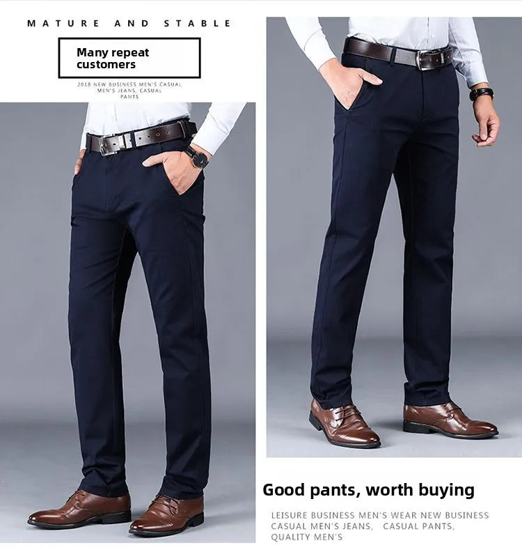 Men's Business Casual Pants Spring Summer Elastic Trousers Office Suit Pant Quick Dry Formal Stretch Pant Breathable Comfortable