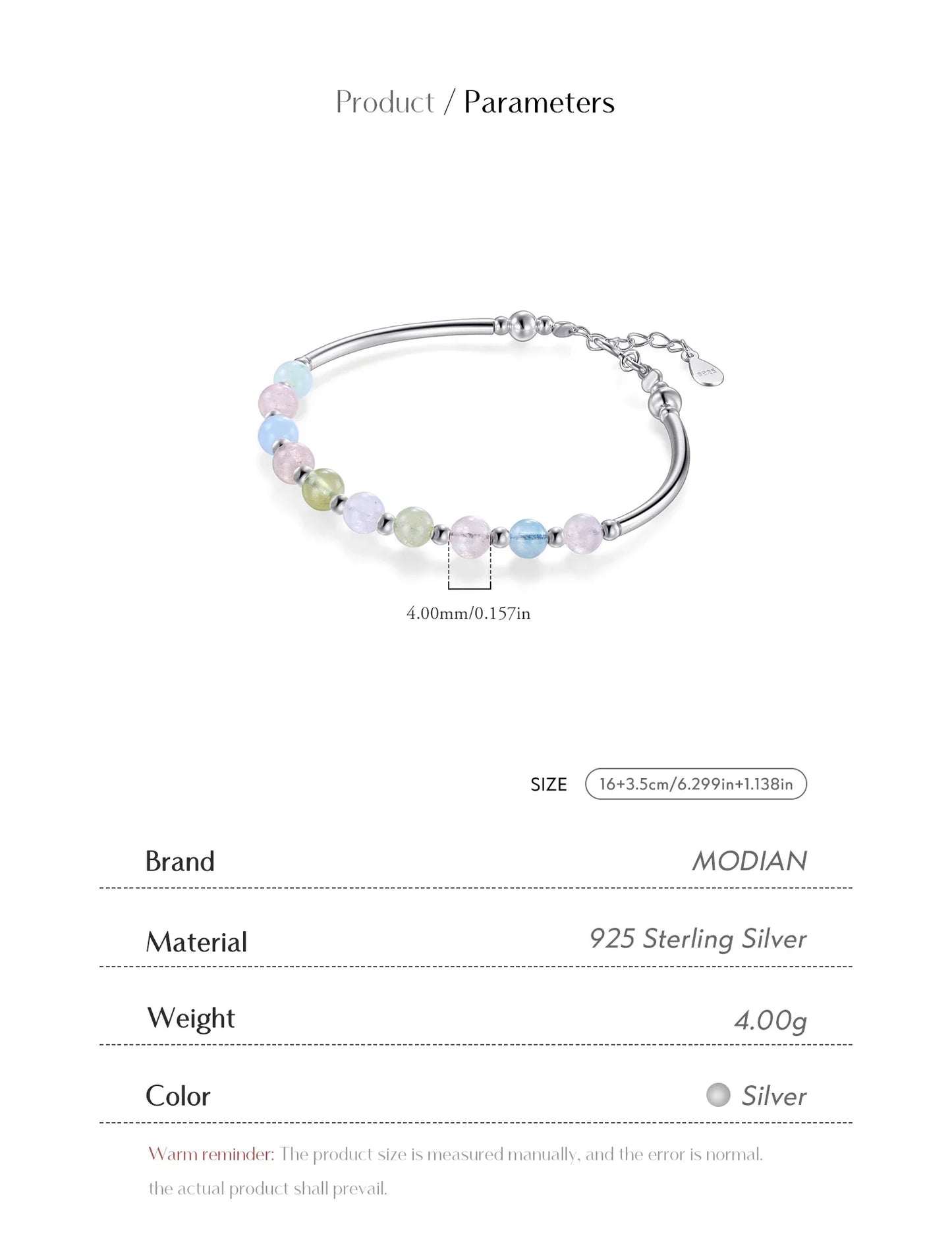 925 Sterling Silver Colorful Beads Crystal Charms Bracelet Fashion New Luxury Bangle Chain For Women Party Jewelry