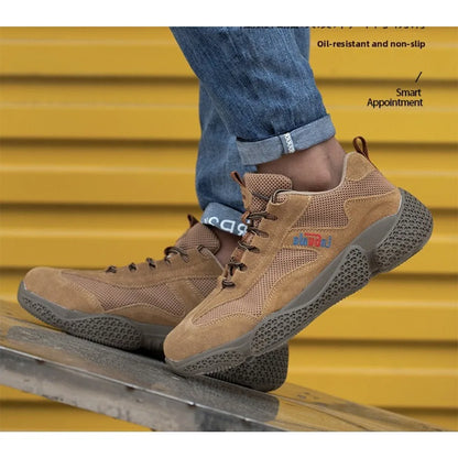 Men's Labor Protection Shoes Steel Toe Caps Lightweight Anti Slip Safety Work Shoes Anti Piercing Smashing Functions