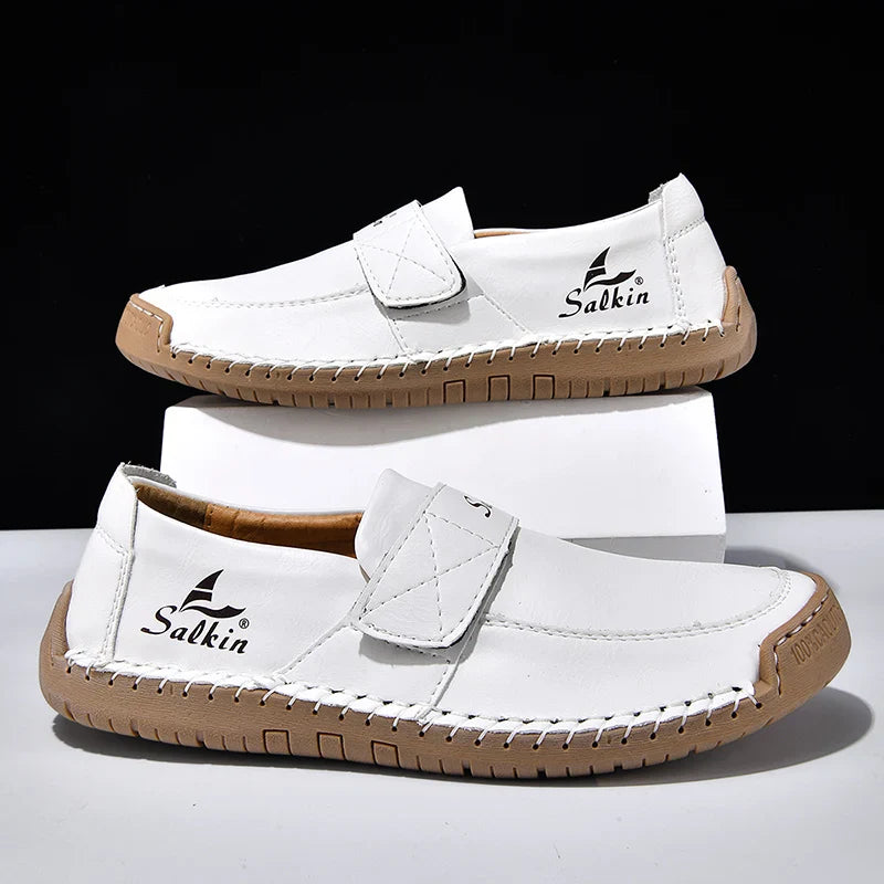 Handmade Men's Slip On Loafers Soft Leather Shoes Lightweight Breathable Driving Shoes Non Slip Daily Casual Outdoor Sneakers