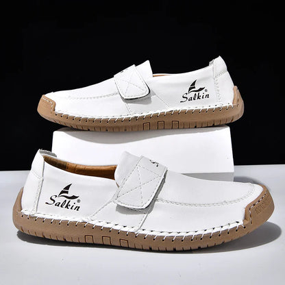 Men's Slip On Loafers Soft Leather Preppy Lightweight Breathable Driving Shoes Non Slip Daily Fashion Casual Outdoor Sneakers