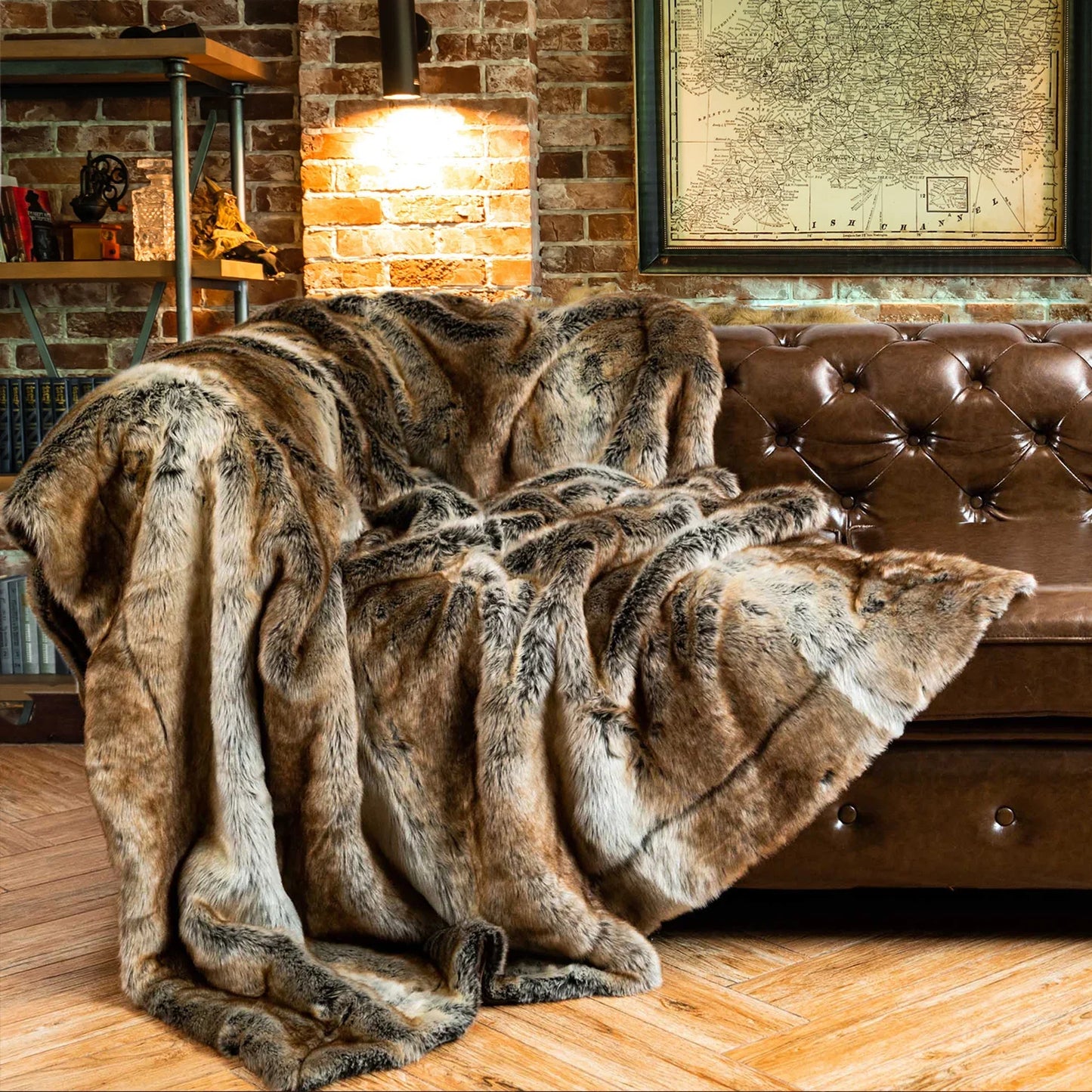Faux Fur Blanket Luxury Fluffy Plaid Throw Blanket Winter Thick Warm Sofa Blanket Plush Fur Throws for Bed Bedroom Decor