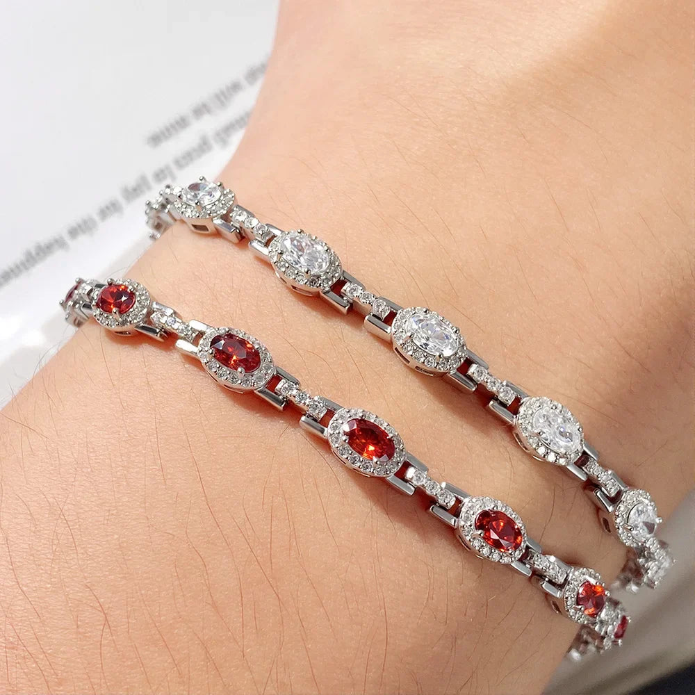 3x5mm Oval Cut Full Moissanite Tennis Bracelet Can Pass Diamond Test for Women S925 Silver luxury Sparkling Fine Jewelry