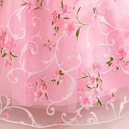 Summer Girls Floral Party Bridesmaids Dresses Elegant Tulle Wedding Princesss Prom Dress for Girl Gala Birthday Children Costume