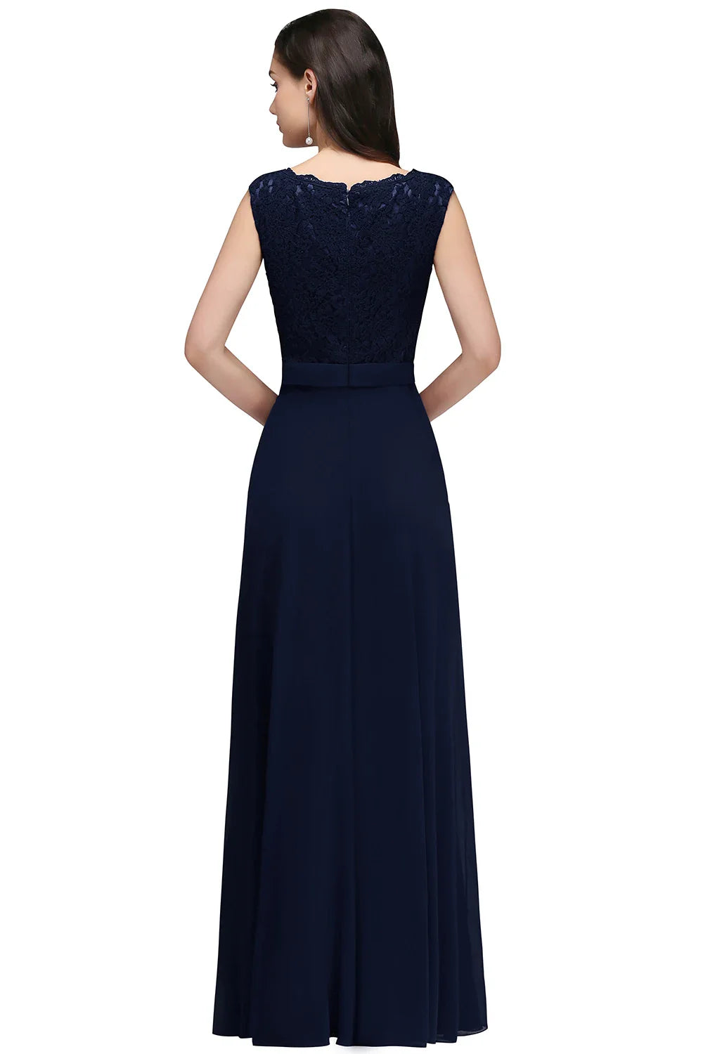 Elegant Long Burgundy Women Evening Dresses Sexy Illusion O Neck Lace Sleeveless A-Line Chiffon Formal Party Prom Gowns Vestidos