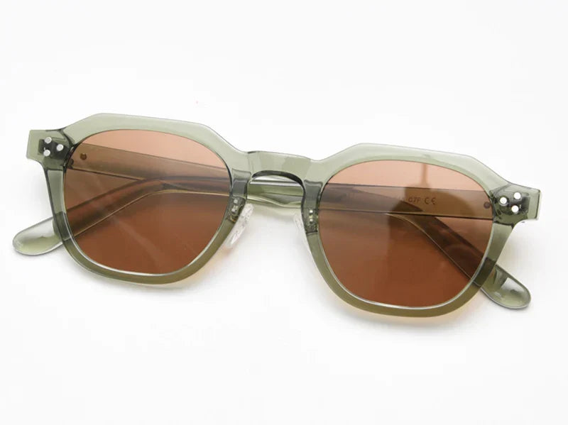 retro sun glasses for women TR90 frame polygon polarized sunglasses uv400 male green brown 2023 summer
