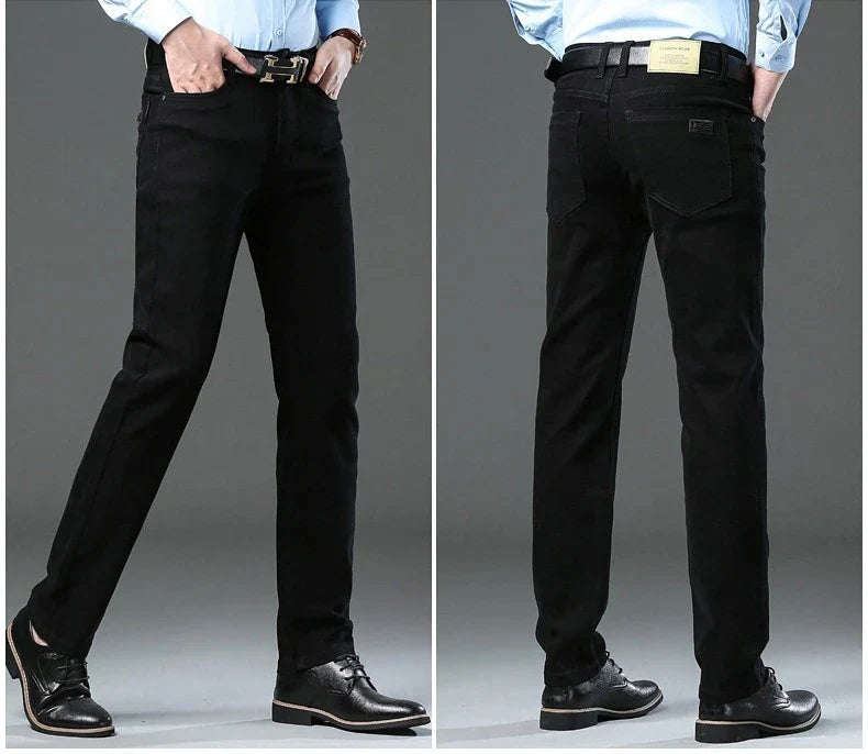 Men's New 92% Cotton Spring Autumn Jeans Stretch Straight Fashion Business Office Trousers Male Casual Plus Size Denim Pants
