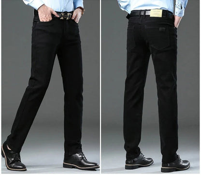 Men's New 92% Cotton Spring Autumn Jeans Stretch Straight Fashion Business Office Trousers Male Casual Plus Size Denim Pants