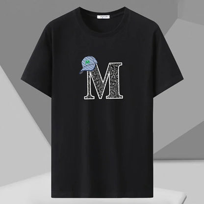 Men's Printed T-shirt Plus Size Black Tops 110-180kg 5XL 6XL 7XL 100% Cotton Loose Oversized Tees Big Size Men Clothing 티셔츠