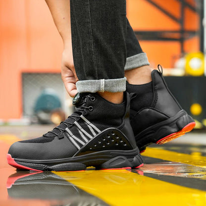 Rotating Button Steel Toe Shoes for Men Lightweight Anti-smash Steel Toe Indestructible Work Boots Construction Safety Shoes