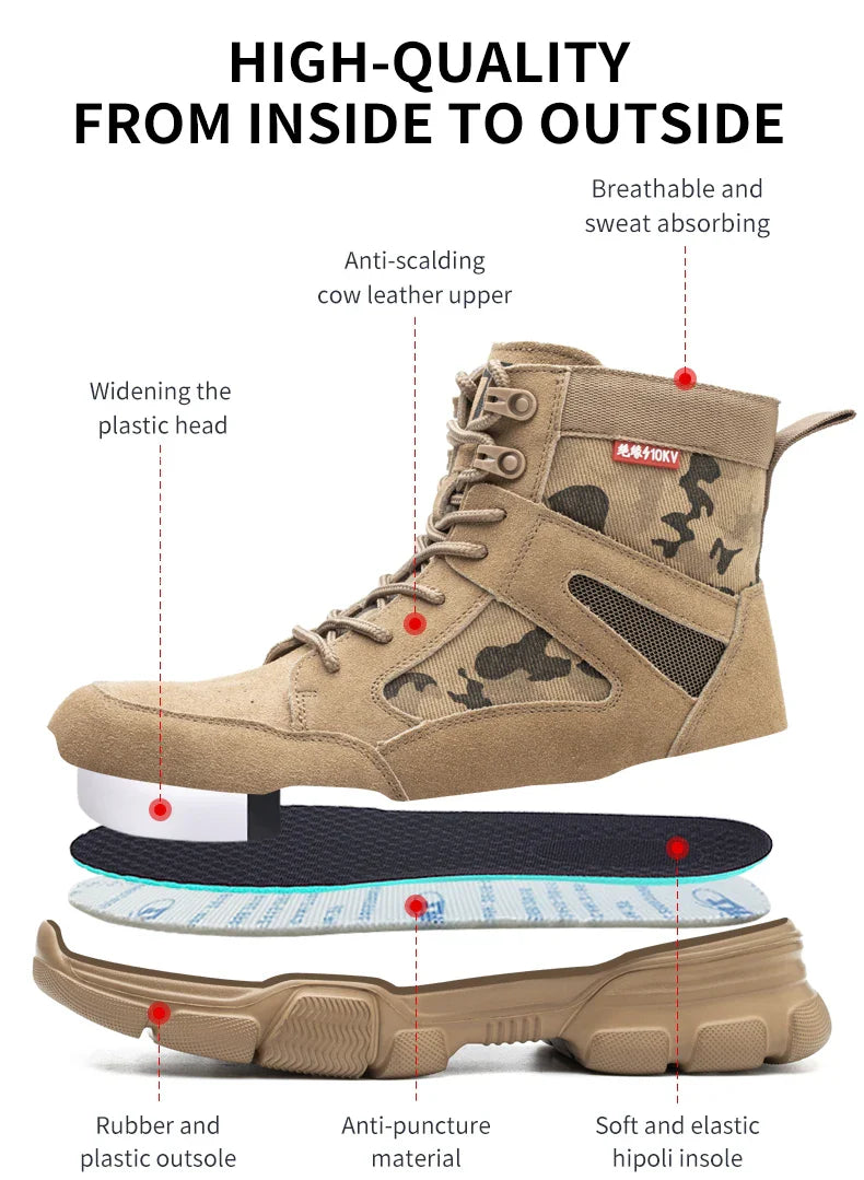 Sneakers  Indestructible Shoes Work Safety Shoes With Steel Toe Cap Puncture-Proof Male Security Protective Shoes Tactical Boots