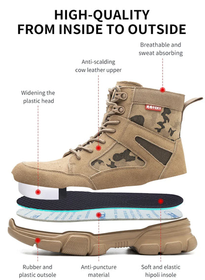 Sneakers  Indestructible Shoes Work Safety Shoes With Steel Toe Cap Puncture-Proof Male Security Protective Shoes Tactical Boots