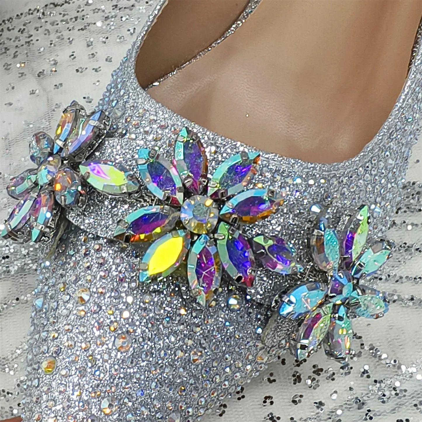 Pointed Toe High Heels Shoes and Bags Set With Rhinestone for Women Wedding Party Elegant Luxury Fashion in Sky Blue