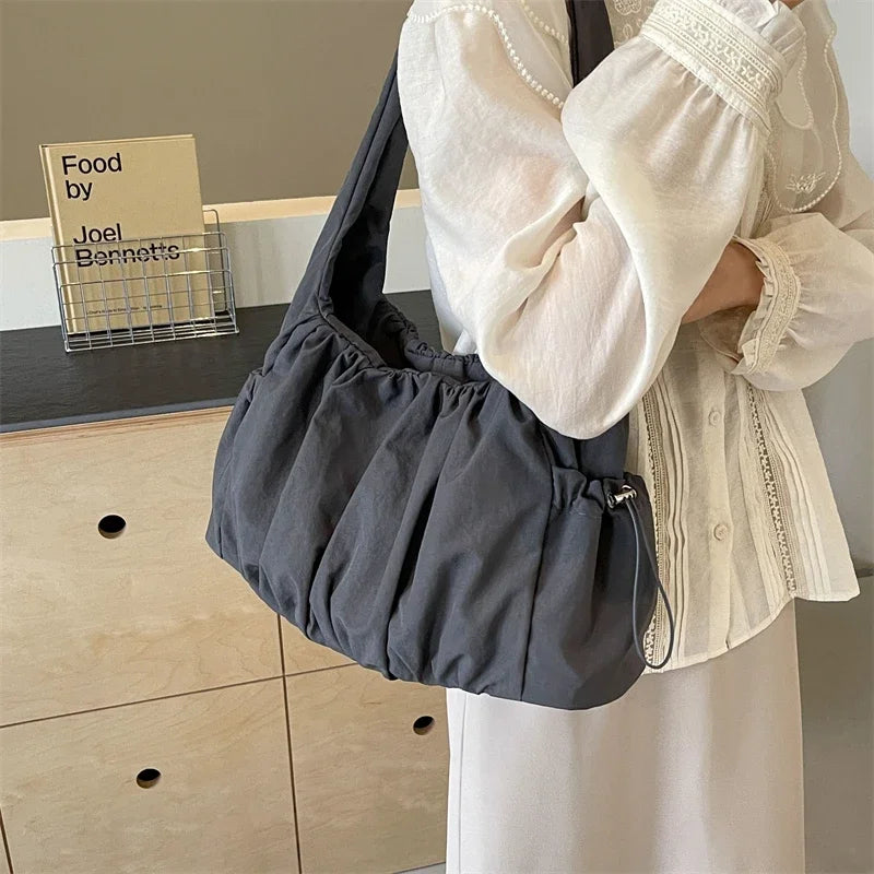 Hot Selling Fashion Nylon Pleated Women's Crossbody Bag 2026 New Casual Trend Versatile Large Capacity Tote Women's Shoulder Bag