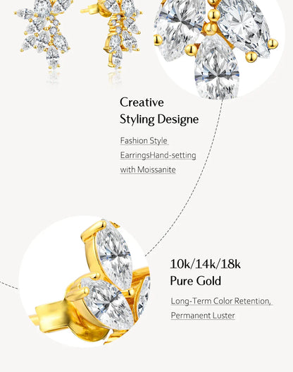 Luxury S925 Sterling Silver Moissanite Stud Earrings for Women Man Wedding Engagement Party Gift Exquisite Jewelry Sets