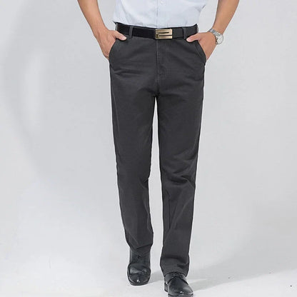 Men's 100% Cotton Summer Thin Pant Autumn Thick Classic Solid Casual Bland High Waist Trousers Business Office Cargo Pants Cheap