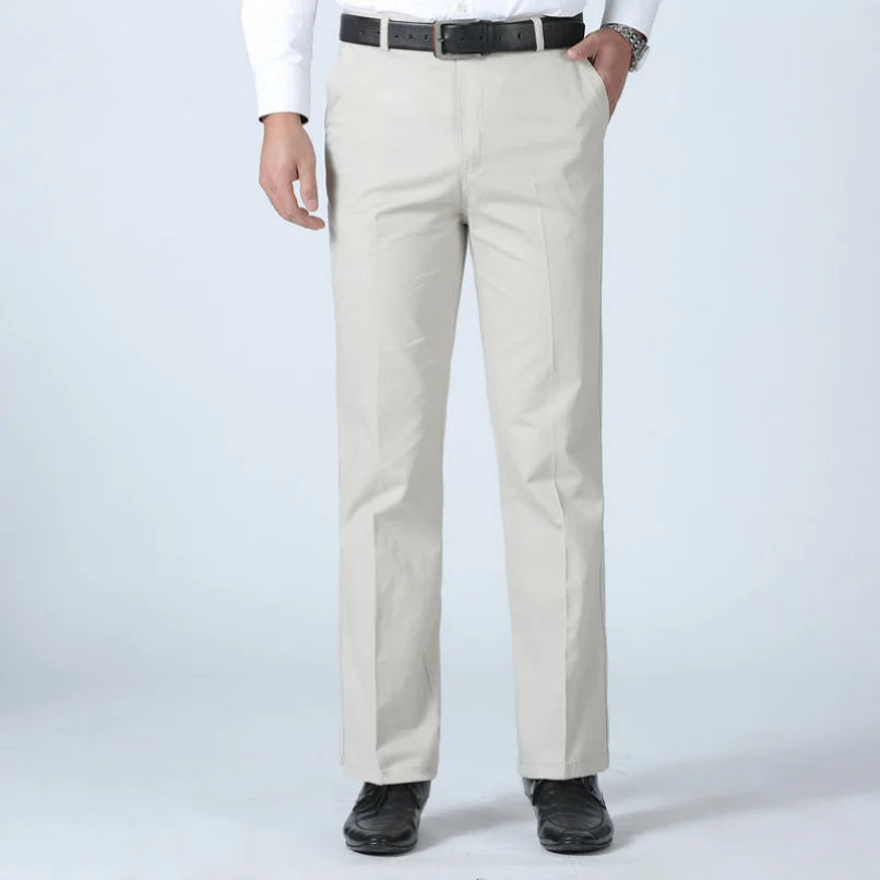 Men's Summer Thin Casual Suit Pants Autumn Thick 100% Cotton Classic Business Fashion Stretch Trousers Male Brand Clothes