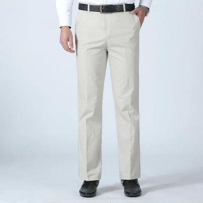 Men's Summer Thin Casual Suit Pants Autumn Thick 100% Cotton Classic Business Fashion Stretch Trousers Male Brand Clothes