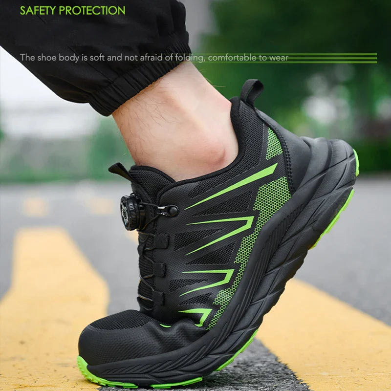 New Rotating Button Safety Shoes Men Security Protective Shoes Men Anti-smash Anti-puncture Work Shoes Fashion Men Sport Shoes