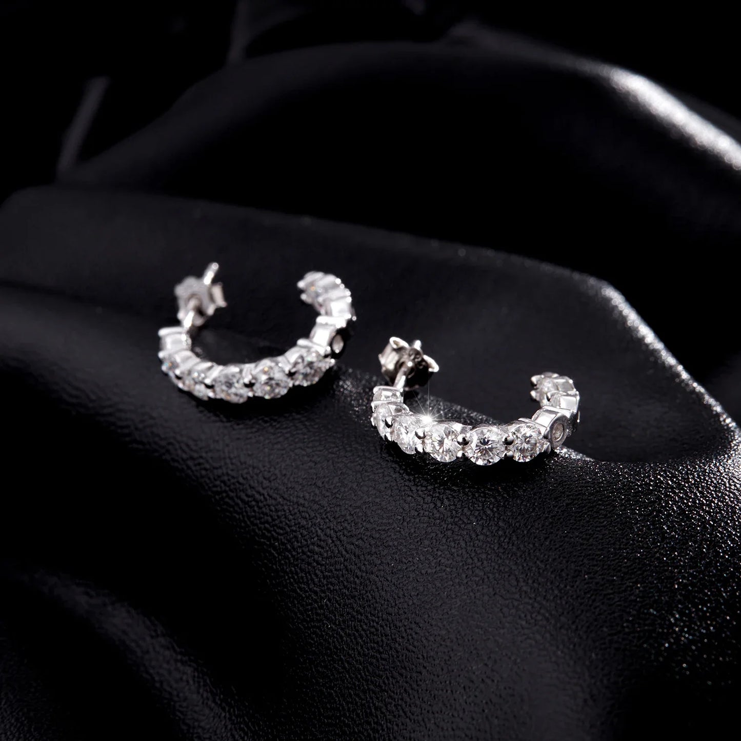 D Color C Shape Moissanite Earrings 925 Sterling Silver Charming Dazzling Hoop Earrings For Women Wedding Fine Jewelry