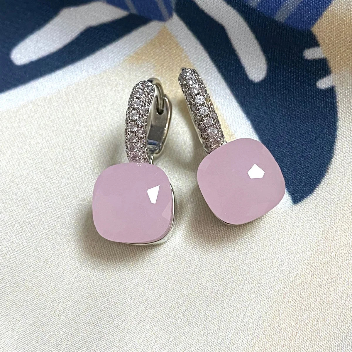 Classic Candy Color Earrings Inlay Transparent Zircon 27Colors Crystal Earrings Platinum Plated Fashion Jewelry For Women