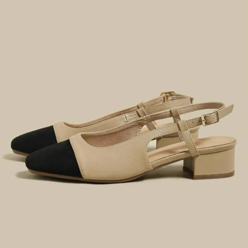 Summer New Fashion Low Square Heels Shoes Korean Color Matching Party Ladies Shoes Designer Chaussure Femme All-match Sandals