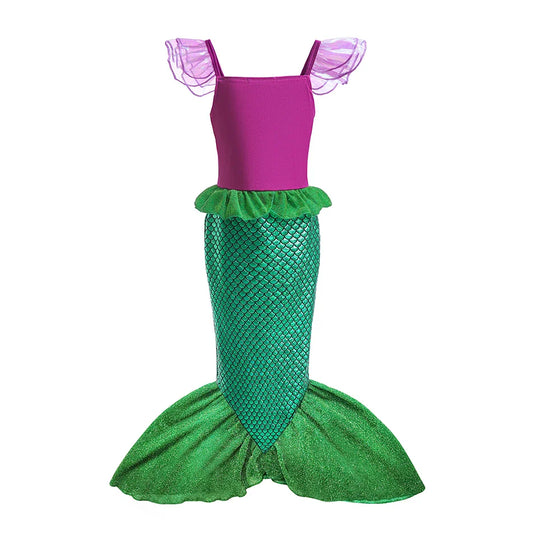 Ariel Girls Dress Short Sleeve Tulle Cosplay Princess Costume Carnival Party Girl Princess Dress Party Dresses For Girls