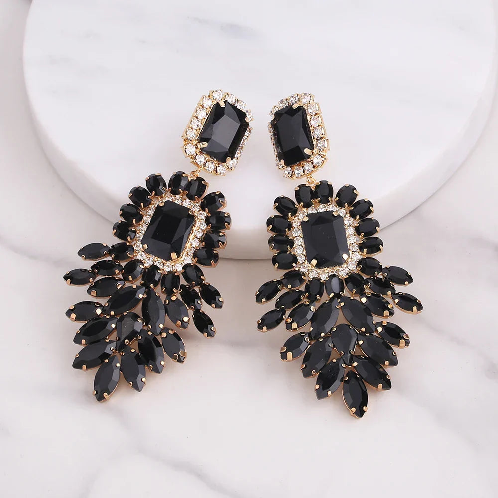 New Crystal Dangle Earrings For Women Rhinestone Earrings Weddings Ladies Party Fashion Jewelry Accessories Wholesale Gifts