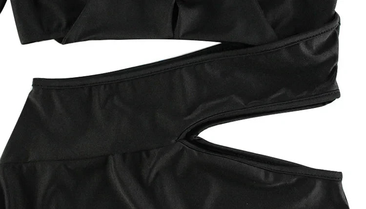 Hollow Out Solid New Sytle Hip Wrap Outfits Women Dresses Long Sleeve V Neck Fashion Party Sheath Lady Female Evening
