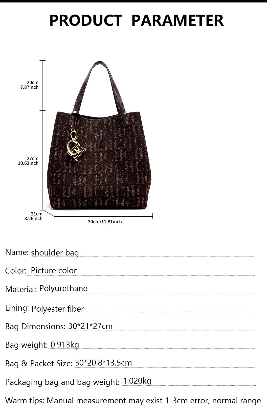 Women's Handbag Large Capacity Women's Simple Daily Commute Versatile Solid Color Letter Printed Design Shoulder Bag
