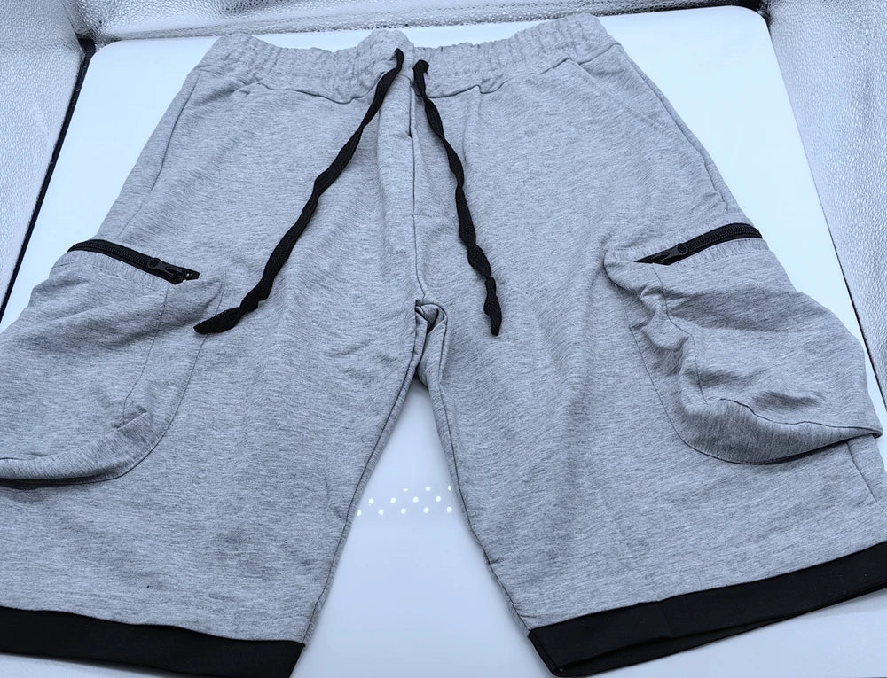 Mens Summer Cargo Shorts Cotton Workout Fitness Shorts Breathable Jogger Training Gyms Bodybuilding Multi Pocket Yellow Shorts