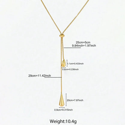 Stainless Steel Pull Adjustable Water Drop Shape Tassel Charm Necklace Fashion Personality High-Grade Jewelry Gifts