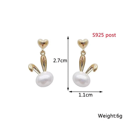 Pure White Women's Dangle Earrings Blooming Flower Acrylic Enamel Butterfly Imitation Pearl Heart Hanging Earrings Elegant brinc