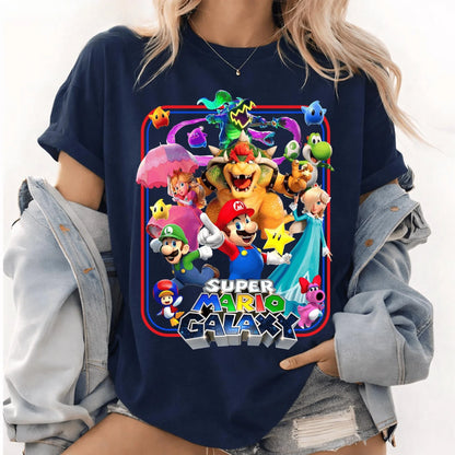 Movie The Super Mario Galaxy unisex 100%cotton family Tshirt,There are child size shirt available, 2026 New kids graphic shirt