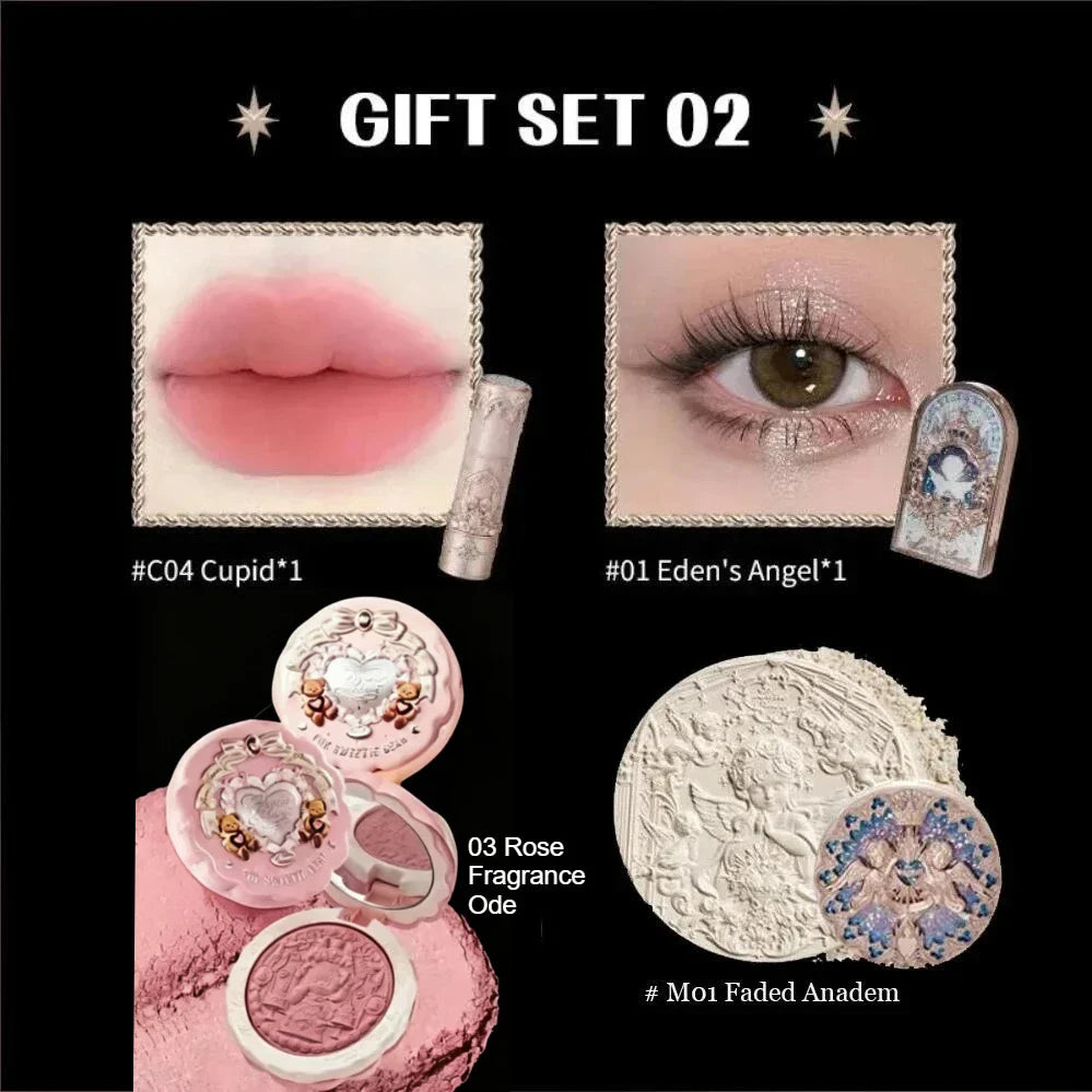 Little Angel Collection Makeup Gift Box Eyeshadow Blush Cream Matte Lipstick Full Kit All