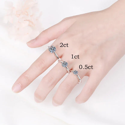 White Gold 2ct 100% Moissanite Engagement Ring for Women S925 Sterling Silver Lab Diamond Promise Wedding Band Jewelry