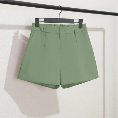 Solid Casual Elegant Trendy OL Office Lady Short Women's Pants Korean Sweet Fashion Elastic Waist Basic All-match Loose Shorts