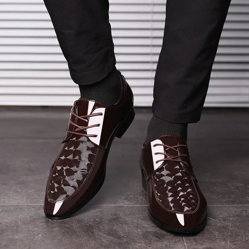 Oxfords Leather Men's Shoes Casual Dress Men Lace Up Breathable Formal Office for Man Big Size 38-48 Flats 2024