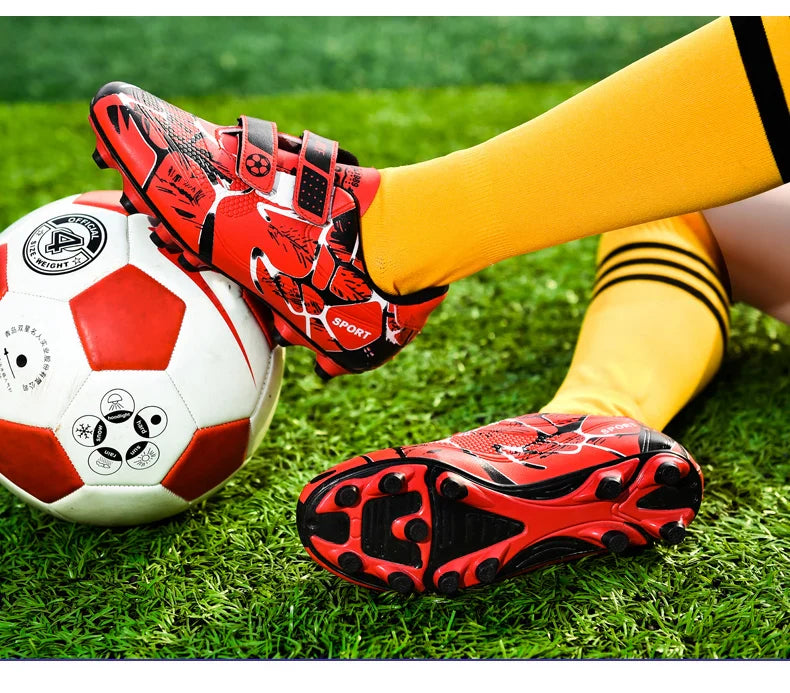 Kids Soccer Shoes HOOK&LOOP Football Sports Shoes Boy Outdoor Non-Slip Training Shoes Child Lightweight Children's Soccer Cleats