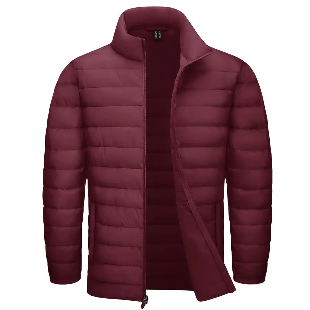 Stand Collar Lightweight Puffer Jackets Mens Quilted Jacket Water Resistant Ripstop Down Insulated Windbreaker Coats