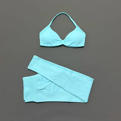 2 Pcs Seamless Yoga Sports Set for Women Resistant Backless Bra Pilates Fitness Workout Running Leggings Gym Suit