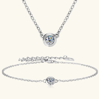 2025 Trendy 3mm Moissanite Jewelry Set 925 Silver Plated Rose Gold Necklace Bracelet Earrings Set for Women Valentine's Day Gift