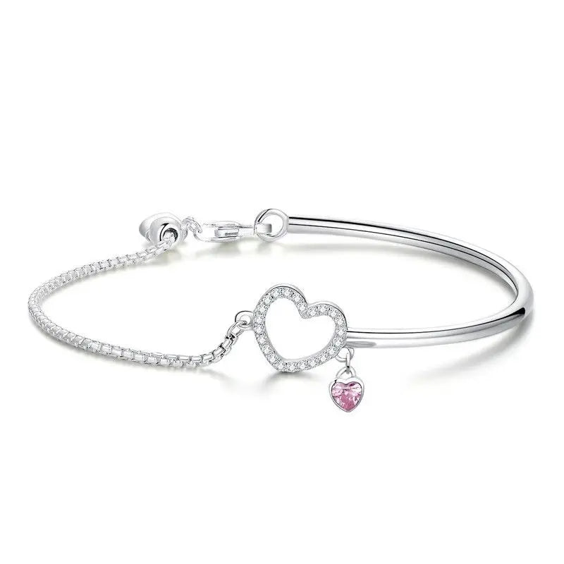 925 Sterling Silver European Simple CZ Ear Buckles Heart Hoop Earrings for Women Wedding Gift Minimalism Jewelry E737