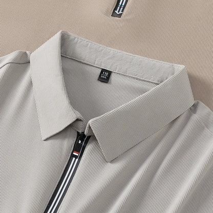 Original Quality Men's Polo Shirt High-End Solid Color Half Zipper Short Sleeve Summer Lapel T-Shirt Business Casual Menswear