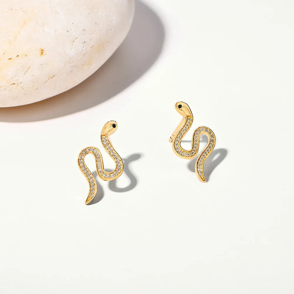 Full moissanite Snake Stud Earring For Women Girls Real 925 Sterling Silver Jewelry Engagement Party Gifts High Quality
