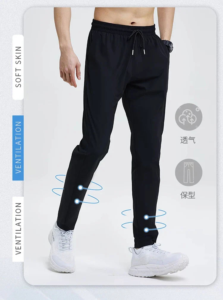 New Pencil Pants Tight Jogging Casual Mens Running Breathable Quick-Drying Ice Silk Outdoor Gym Sports Fashion Fitness Pant