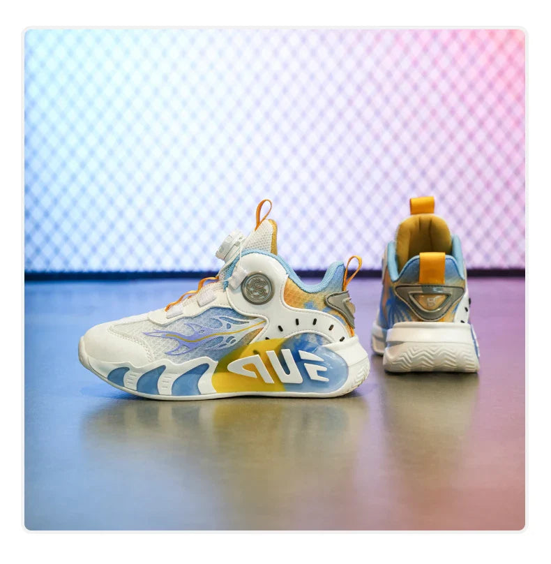 Rotary Buckle Children's Sports Shoes Fashion Orange Sports Shoes For Boys Girls Non-slip Platform Casual Sneakers Kids Trainers