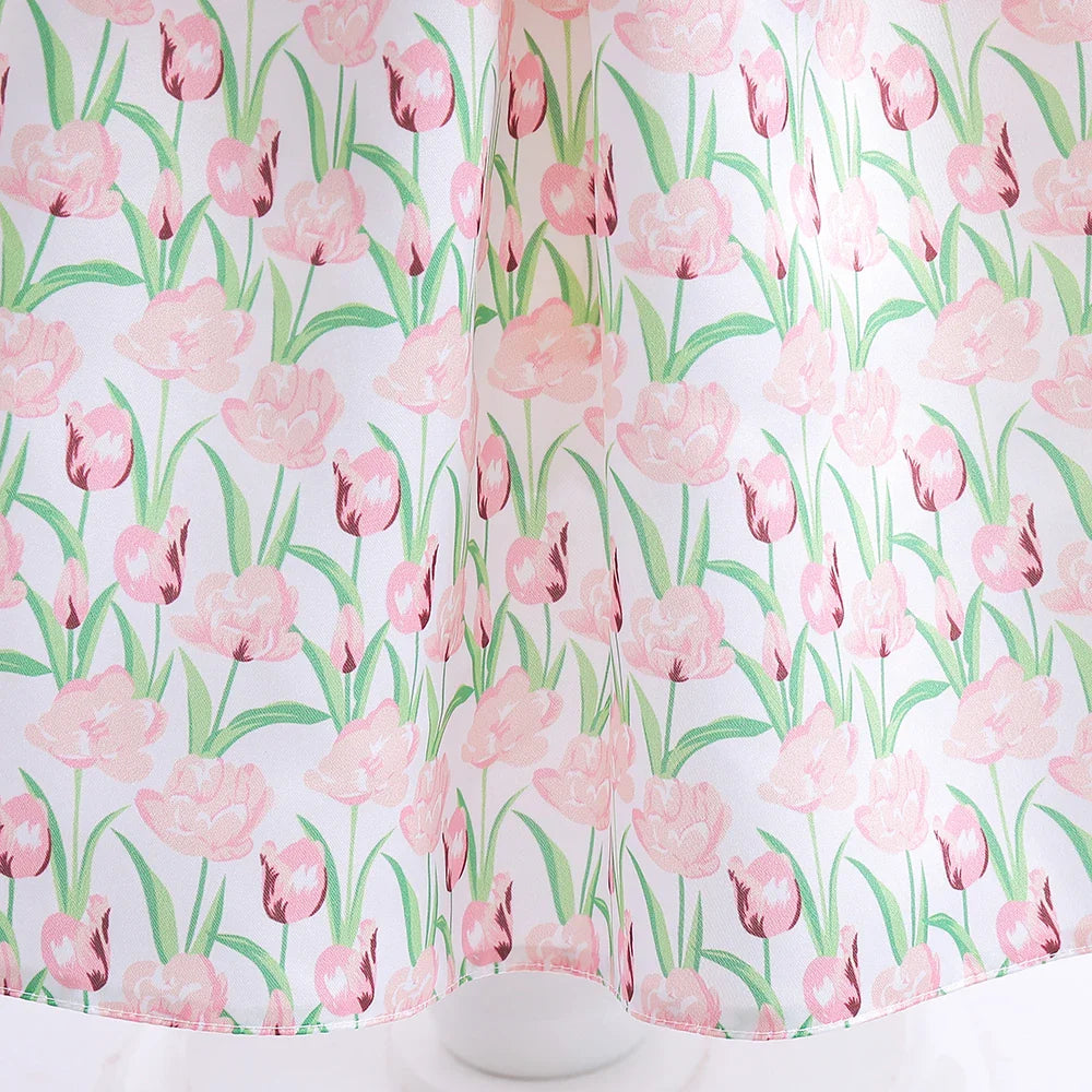 Summer Girls Dress With Bag Elegant Kid Floral Print Princess Party Dresses For Girl Children Costume Birthday Wedding Prom Gown